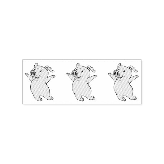 ハッピーピンクピグジャンプThunder_Cove ラバースタンプ (インプリント)