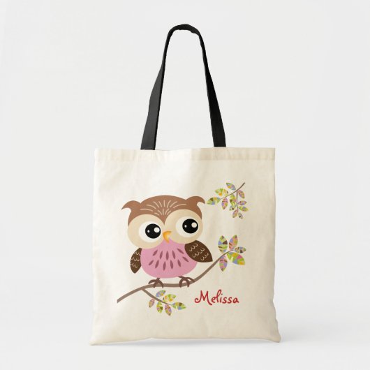 ハッピーピンクフクロウトートバッグ トートバッグ (正面)