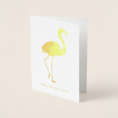 ハッピーピンクフラミンゴ誕生日 箔カード (正面)