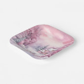 ハッピーピンクホリデーズクリスマススノーシーン ペーパープレート (傾斜あり)