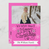 ハッピーピンクメリークリスマスフォトホリデーカード シーズンカード (正面/裏面)