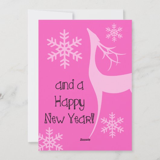 ハッピーピンクメリークリスマスフォトホリデーカード シーズンカード (裏面)