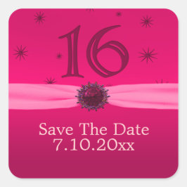 ハッピーピンク誕生日16おもしろい スクエアシール