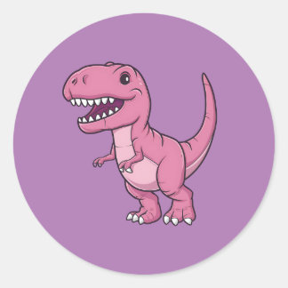ハッピーピンクTレックスディノ ラウンドシール