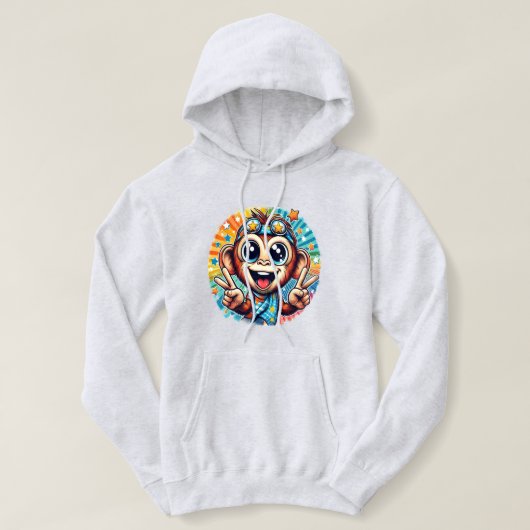 ハッピーピースモンキーNo 5 パーカ (デザイン正面)