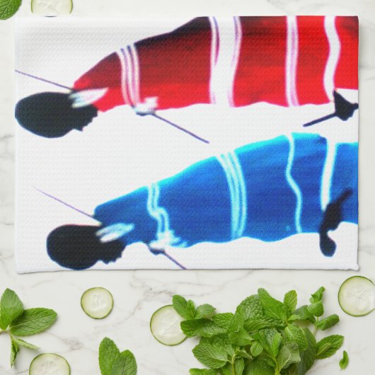 ハッピーピープルマザイウォリアーズ歩くアートプリント キッチンタオル (折り畳み)