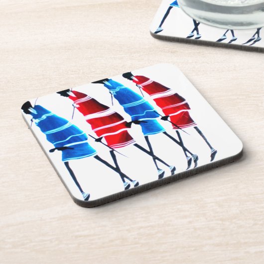 ハッピーピープルマザイウォリアーズ歩くアートプリント コースター (左側)