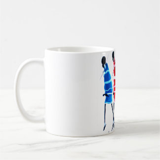 ハッピーピープルマザイウォリアーズ歩くアートプリント コーヒーマグカップ