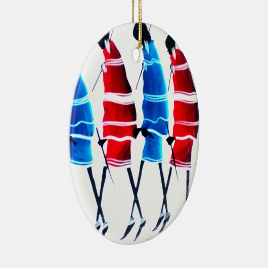 ハッピーピープルマザイウォリアーズ歩くアートプリント セラミックオーナメント (右)