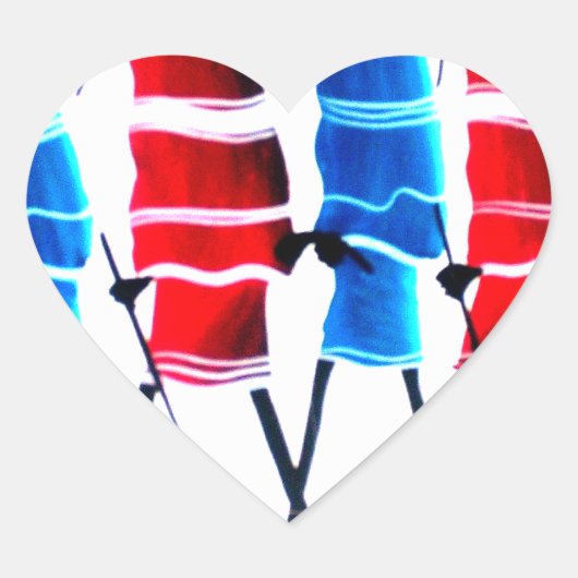 ハッピーピープルマザイウォリアーズ歩くアートプリント ハートシール (正面)