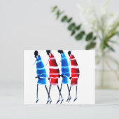 ハッピーピープルマザイウォリアーズ歩くアートプリント ポストカード (スタンド正面)