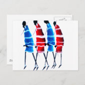 ハッピーピープルマザイウォリアーズ歩くアートプリント ポストカード (正面/裏面)