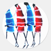 ハッピーピープルマザイウォリアーズ歩くアートプリント ラウンドシール (正面)