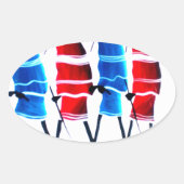 ハッピーピープルマザイウォリアーズ歩くアートプリント 楕円形シール (正面)