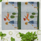 ハッピーピープル絵画ズ・ティータオル キッチンタオル (折り畳み)