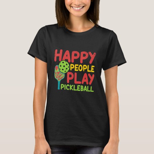 ハッピーピープル遊ピックルボール選手 Tシャツ (正面)
