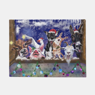 ハッピーフおもしろいァームパーティーとのクリスマス形式のギフト ドアマット