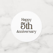 ハッピーファイブ記念日のテーブル紙吹雪 コンフェッティ (スモール正面)