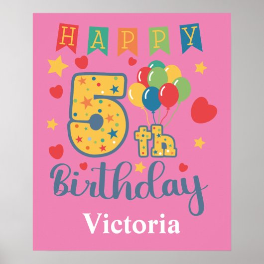 ハッピーファイブ誕生日ポスター ポスター (正面)