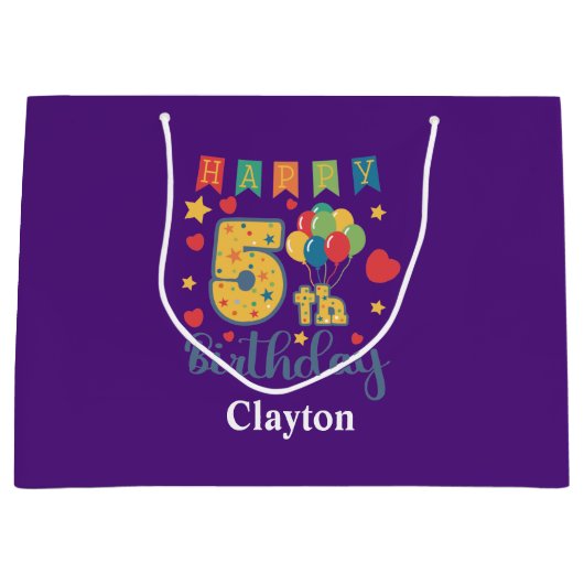 ハッピーファイブ誕生日ラージ抱き枕 ラージペーパーバッグ (正面)