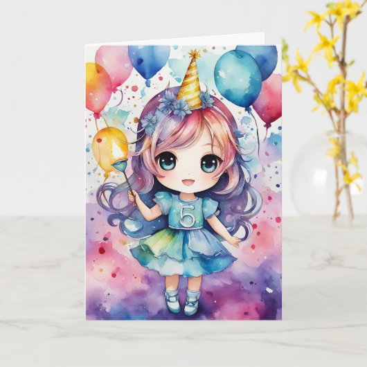 ハッピーファイブ誕生日リトルスター! カード (黄色い花)