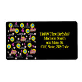 ハッピーファイブ誕生日住所 シールブラック ラベル (正面)
