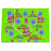 ハッピーファイブ誕生日抱き枕#5グリーン ラージペーパーバッグ (正面)