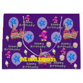 ハッピーファイブ誕生日抱き枕#5パープル ラージペーパーバッグ (正面)