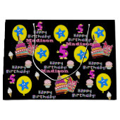 ハッピーファイブ誕生日抱き枕#5th誕生日ブラック ラージペーパーバッグ (正面)