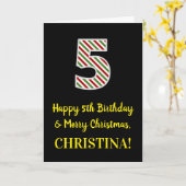 ハッピーファイブ誕生日&メリークリスマス,名前をカスタムする カード (黄色い花)