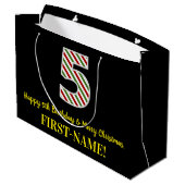 ハッピーファイブ誕生日&メリークリスマス，名前をカスタムする ラージペーパーバッグ (裏面アングル)