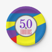 ハッピーファブラス誕生日パーティー | パターストライプン ペーパープレート (正面)