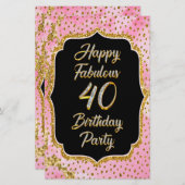 ハッピーファブラス40th誕生日招待状パーティー 便箋 (正面/裏面)