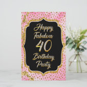 ハッピーファブラス40th誕生日招待状パーティー 便箋 (スタンド正面)