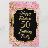 ハッピーファブラス50番目の誕生日招待状パーティー 便箋 (正面/裏面)