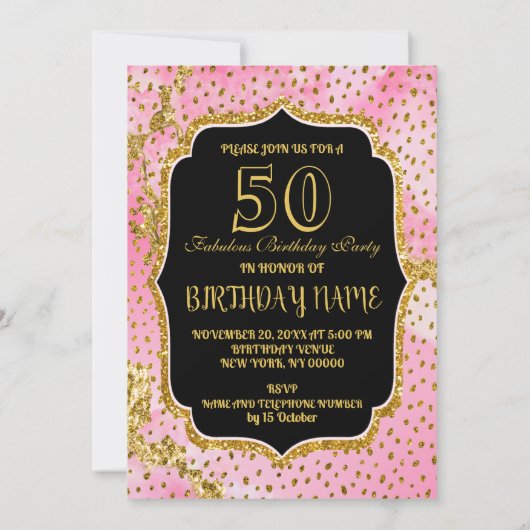 ハッピーファブラス50番目の誕生日招待状パーティー 招待状 (裏面)