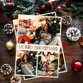 ハッピーファミリーと犬のクリスマスホリデーカード 招待状