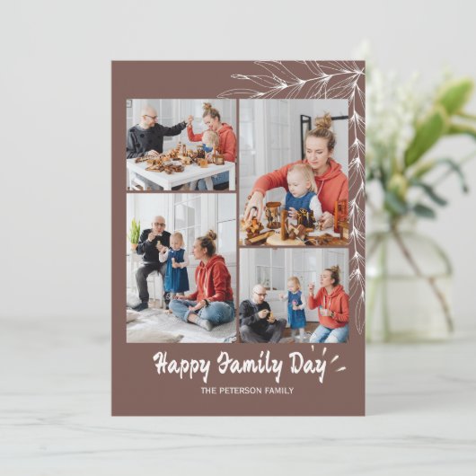 ハッピーファミリーデイフォトコラージホリデーカード シーズンカード (スタンド正面)