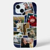 ハッピーファミリーフォトコラージュブルーウッド Case-Mate iPhoneケース (裏面)