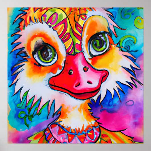 ハッピーファンキーダックファームアニマルポートレートアート ポスター (正面)