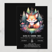 ハッピーファンタジーキツネ誕生日デジタル 招待状 (正面/裏面)