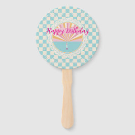 ハッピーファンブルーギンガムチェックの誕生日 ハンドファン
