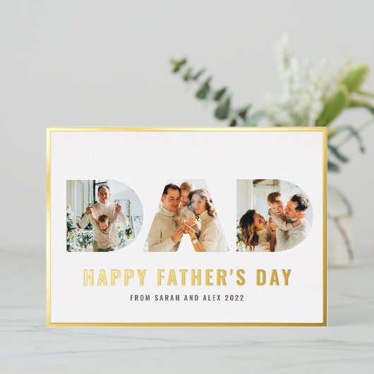 ハッピーファーザデーパパ3フォトゴールドフォイルカード 箔招待状 (立ち正面)
