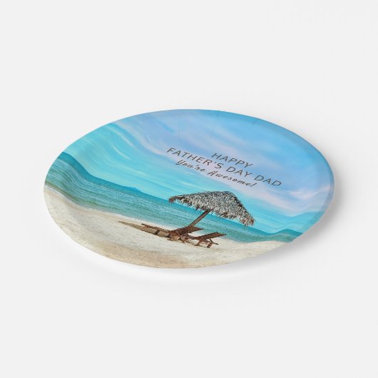 ハッピーファーザデーパーティーカスタムメッセージビーチ ペーパープレート (アングル)