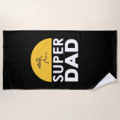 ハッピーファーザデーモダンデザイン「すごいパパ」 ビーチタオル (正面)