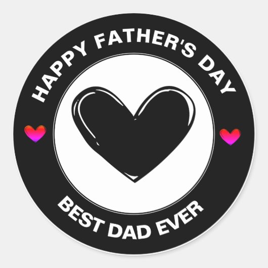 ハッピーファーザデー最高のパパ今までかわいいハートギフト ラウンドシール (正面)
