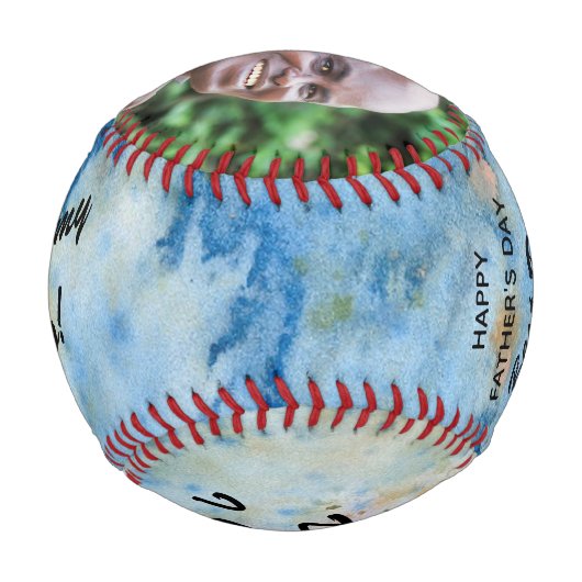 ハッピーファーザデー父すごい父最高のパパエバーブルー 野球ボール (裏面)