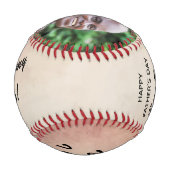 ハッピーファーザデー父すごい父最高のパパレザー 野球ボール (裏面)