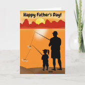 ハッピーファーザデー魚釣りパパ/ドーターグリーティング カード (正面)