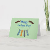 ハッピーファーザーの日とカラフルのネクタイ&口ひげ カード (正面)